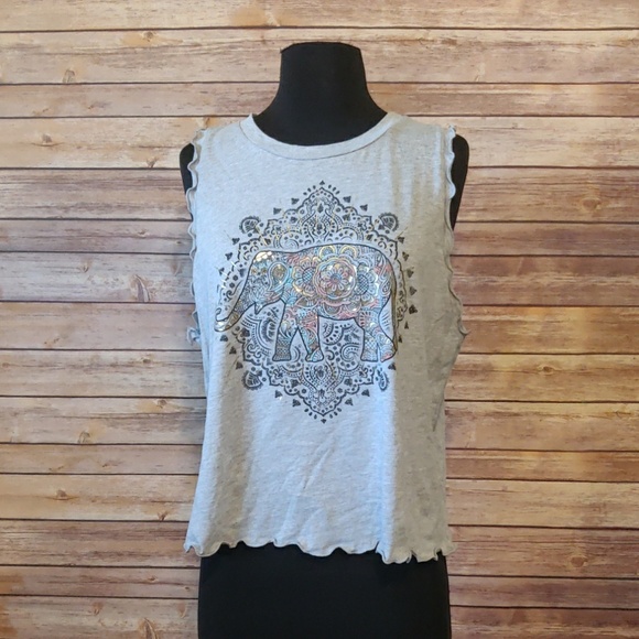 Rebellious One Juniors Hamsa Metallic Graphic Tank Top